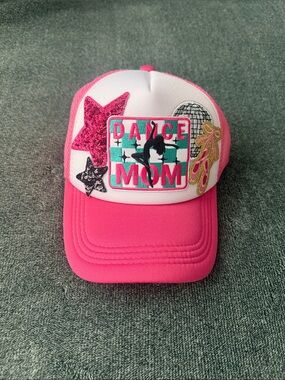 Dance Mom Pink Trucker Hat with Embroidered Patches